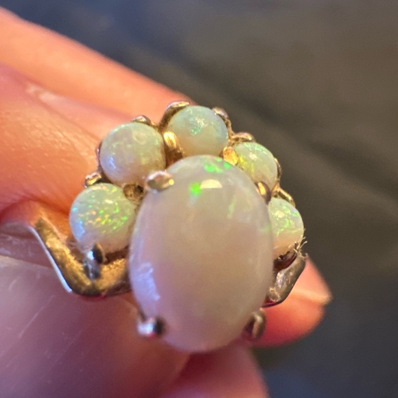 Vintage Gold Ring Lot – 14K Opal Cluster & Cameo Ring Estate Jewelry - Picture 2 of 13